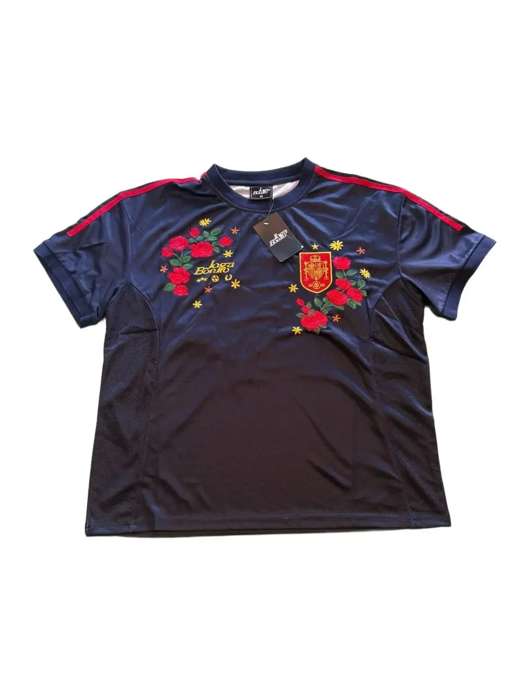 Joga Bonito Spain Soccer Jersey M Navy Red Rose Embroidered #19 Football Shirt N